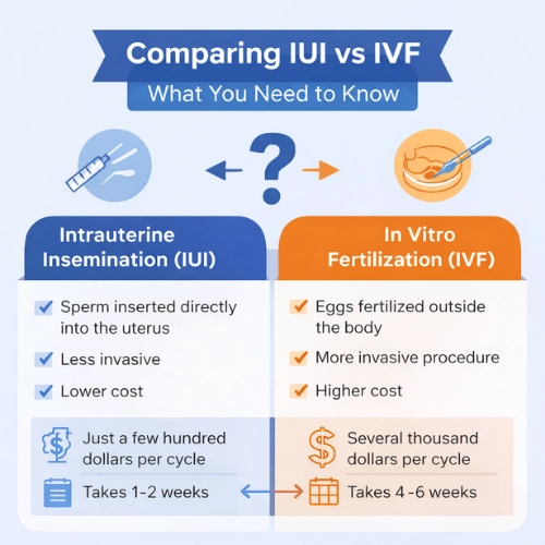 IUI or IVF: Which is right for you? Compare success rates, procedures, and costs to make an informed fertility choice with guidance from Dr Neha Lalla.